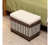 Repose-pieds et coffre de rangement en jonc de mer tissé - Pouf en rotin naturel rembourré - Repose-pieds élégant et fonctionnel Marron 50 x 30 x 31 cm