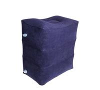 Repose-pieds gonflable for avion, voiture, Bus, oreiller réglable en hauteur, 3 couches, repose-pieds Portable de voyage, oreillers de Support de jambe(Deep blue)
