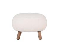 Repose-Pieds Imitation Laine Blanche et Pieds Bois - MOOT -