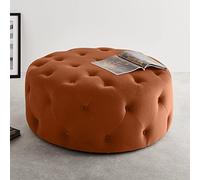 Repose-Pieds Luxueux et Confortable pour Décor De Salon Accent,Pouf Rond en Velours,Repose-Pieds Capitonné Moderne Rembourré-Orange 60x60x40cm(24x24x16inch)