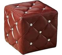 Repose-pieds moderne en cuir avec rangement - Ottoman cube élégant pour salon et chambre à coucher - Blanc Grand (35 x 35 x 35 cm) et petit rouge vin (105 x 35 x 35 cm) - Tabouret de canapé polyvalent