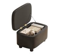 Repose-pieds multifonction Ottoman Tabouret de rangement Cube Cadre en bois solide Tabouret de salon Boîte à jouets Pouf rembourré en cuir