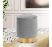 Repose-pieds nordique en tissu ottoman, pouf rond en métal, assise en métal, pour salon, chambre à coucher, porche, couleur grise