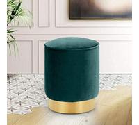 Repose-pieds nordique rond en tissu ottoman avec assise en métal pour salon, chambre à coucher, porche Vert