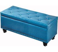 Repose-pieds ottoman avec boîte de rangement - Banc de canapé de salon en cuir synthétique avec design à boutons, construction en bois massif, supporte jusqu'à 150 kg