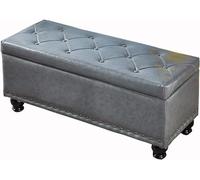 Repose-pieds ottoman avec boîte de rangement - Banc de canapé de salon en cuir synthétique avec design à boutons, construction en bois massif, supporte jusqu'à 150 kg