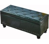 Repose-pieds ottoman avec boîte de rangement - Banc de canapé de salon en cuir synthétique avec design à boutons, construction en bois massif, supporte jusqu'à 150 kg