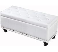 Repose-pieds ottoman avec boîte de rangement - Banc de canapé de salon en cuir synthétique avec design à boutons, construction en bois massif, supporte jusqu'à 150 kg