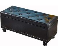 Repose-pieds ottoman avec boîte de rangement - Banc de canapé de salon en cuir synthétique avec design à boutons, construction en bois massif, supporte jusqu'à 150 kg