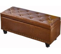 Repose-pieds ottoman avec boîte de rangement - Banc de canapé de salon en cuir synthétique avec design à boutons, construction en bois massif, supporte jusqu'à 150 kg