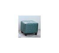Repose-pieds ottoman bleu paon - Cuir ciré huilé - Design doux antidérapant facile à nettoyer - Repose-pieds carré pour décoration d'intérieur - 30 x 30 x 30 cm