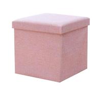 Repose-pieds ottoman cube pliable avec couvercle amovible, matériaux en lin pour économiser de l'espace, idéal pour coffre à jouets et siège