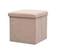 Repose-pieds ottoman cube pliable avec couvercle amovible, matériaux en lin pour économiser de l'espace, idéal pour coffre à jouets et siège
