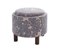 Repose-pieds Ottoman de rangement, coussin rond en lin, petite table, banc multifonction en bois pour salon, repose-pieds tendance pour canapé