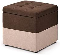 Repose-pieds ottoman de rangement, cube rembourré en tissu avec couvercle à charnière, boîte à jouets polyvalente peu encombrante pour décoration d'intérieur