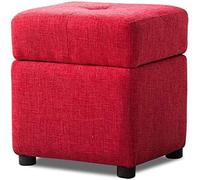 Repose-Pieds Ottoman de Rangement élégant Marron Clair, Repose-Pieds cubique en Tissu Lin avec 4 Pieds en Bois, Meuble Polyvalent pour Salon et Chambre, Repose-Pieds Confortable