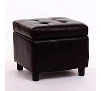 Repose-pieds ottoman en cuir, design compact avec pieds en bois, parfait pour l'organisation de la chambre à coucher et du salon