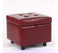 Repose-pieds ottoman en cuir, design compact avec pieds en bois, parfait pour l'organisation de la chambre à coucher et du salon