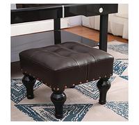 Repose-pieds ottoman en cuir rembourré - Tabouret doux et respirant pour le salon avec assise remplie d'éponge - Taille de la table d'appoint élégante : 34 x 34 x 28 cm - Hocker polyvalent