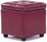 Repose-pieds ottoman en cuir résistant à l'eau avec compartiment caché - Tabouret de rangement carré pour salon, décoration d'intérieur élégante et organisation