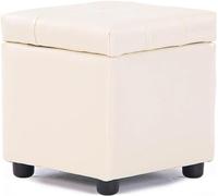Repose-pieds ottoman en cuir résistant à l'eau avec compartiment caché - Tabouret de rangement carré pour salon, décoration d'intérieur élégante et organisation