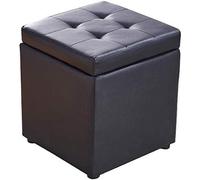 Repose-pieds ottoman en similicuir avec charnière de rangement sur le dessus - Pouf cube polyvalent pour l'organisation de la maison