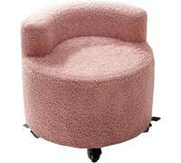 Repose-Pieds Ottoman en Velours avec Dossier, Tabouret Rond comme Chaise de courtoisie, d'appoint Moderne, Repose-Pieds rembourré for Petit Espace, Salon, Chambre à Coucher(Pink)