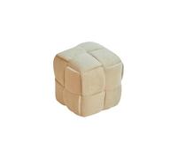 Repose-pieds ottoman en velours côtelé tissé - Banc carré de bout de lit pour chambre, siège cube moelleux et anti-rayures pour salon, banc à chaussures rembourré respectueux des sols(Wit,38*38*38cm)