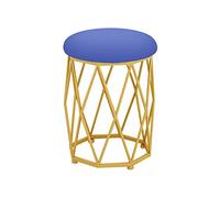 Repose-pieds ottoman moderne bleu - Tabouret de coiffeuse rond rembourré élégant et table d'appoint compact 35 x 35 x 44 cm pour la maison et le bureau