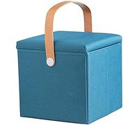 Repose-pieds ottoman pliable polyvalent avec sangle en cuir - Pouf cube de rangement élégant pour table basse et siège à chaussures - Décoration d'intérieur fonctionnelle et repose-pieds.