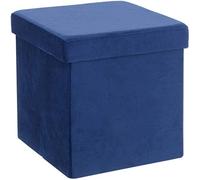 Repose-pieds ottoman pliable vert foncé avec housse en velours et couvercle rembourré - Idéal pour ranger des jouets, des magazines, des magazines - Bleu marine foncé