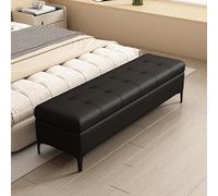 Repose-pieds ottoman rectangulaire en similicuir avec couvercle à fermeture douce, extrémité de lit rembourrée pour décoration et organisation de la maison