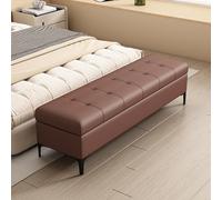 Repose-pieds ottoman rectangulaire en similicuir avec couvercle à fermeture douce, extrémité de lit rembourrée pour décoration et organisation de la maison
