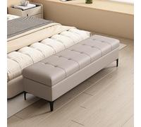 Repose-pieds ottoman rectangulaire en similicuir avec couvercle à fermeture douce, extrémité de lit rembourrée pour décoration et organisation de la maison