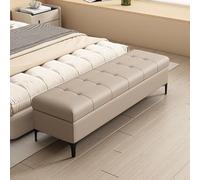 Repose-pieds ottoman rectangulaire en similicuir avec couvercle à fermeture douce, extrémité de lit rembourrée pour décoration et organisation de la maison