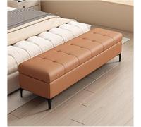 Repose-pieds ottoman rectangulaire en similicuir avec couvercle à fermeture douce, extrémité de lit rembourrée pour décoration et organisation de la maison