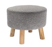 Repose-pieds ottoman rembourré - Banc à chaussures rond en tissu pour salon et cuisine avec base en bois massif (gris, 44 x 34 cm)