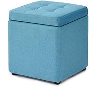 Repose-pieds ottoman rembourré en tissu gris de 30,5 cm - Repose-pieds de rangement peu encombrant avec couvercle à charnière - Petit tabouret pour salon, dortoir et décoration d'intérieur - 30 x 30 x