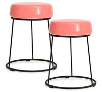 Repose-pieds ottoman rond amovible en fer forgé empilable rembourré pour salon ou chambre à coucher, 2 pièces, tabouret à langer