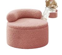 Repose-Pieds Ottoman Rond en Peluche avec et Coussin Doux, Accessoire de mobilier d'intérieur avec Design élégant pour canapé, Salon, Chambre à Coucher, entrée, Maquillage