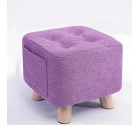 Repose-Pieds Ottomans Linen Shoe Change Stool Petit Repose-Pieds Tabouret Square Foot Footstools pour Salon Poufs pour La Chambre À Coucher, Purple, 28x28x31cm