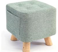 Repose-Pieds Ottomans Linen Shoe Change Stool Petit Repose-Pieds Tabouret Square Foot Footstools pour Salon Poufs pour La Chambre À Coucher, Matcha, 28x28x31cm