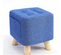 Repose-Pieds Ottomans Linen Shoe Change Stool Petit Repose-Pieds Tabouret Square Foot Footstools pour Salon Poufs pour La Chambre À Coucher, Blue, 28x28x31cm