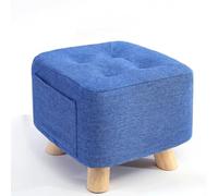 Repose-Pieds Ottomans Linen Shoe Change Stool Petit Repose-Pieds Tabouret Square Foot Footstools pour Salon Poufs pour La Chambre À Coucher, Blue, 28x28x25cm