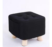Repose-Pieds Ottomans Linen Shoe Change Stool Petit Repose-Pieds Tabouret Square Foot Footstools pour Salon Poufs pour La Chambre À Coucher, Black, 28x28x31cm