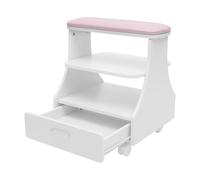 Repose-pieds, pédicure, tabouret de bain de pieds, à roulettes, avec tiroirs, repose-pieds pour soins des ongles, idéal pour le salon de beauté des ongles, rose