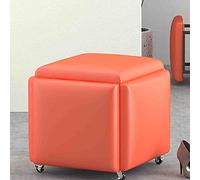 Repose-pieds pivotant 5 en 1 - Coussin haute élasticité et cadre en métal - Repose-pieds en cuir PU pour salon et chambre à coucher - Tabouret gigogne 45 x 45 cm - Décoration d'intérieur élé