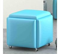 Repose-pieds pivotant 5 en 1 - Coussin haute élasticité et cadre en métal - Repose-pieds en cuir PU pour salon et chambre à coucher - Tabouret gigogne 45 x 45 cm - Décoration d'intérieur élé