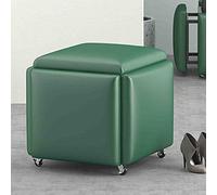 Repose-pieds pivotant 5 en 1 - Coussin haute élasticité et cadre en métal - Repose-pieds en cuir PU pour salon et chambre à coucher - Tabouret gigogne 45 x 45 cm - Décoration d'intérieur élé