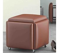 Repose-pieds pivotant 5 en 1 - Coussin haute élasticité et cadre en métal - Repose-pieds en cuir PU pour salon et chambre à coucher - Tabouret gigogne 45 x 45 cm - Décoration d'intérieur élé